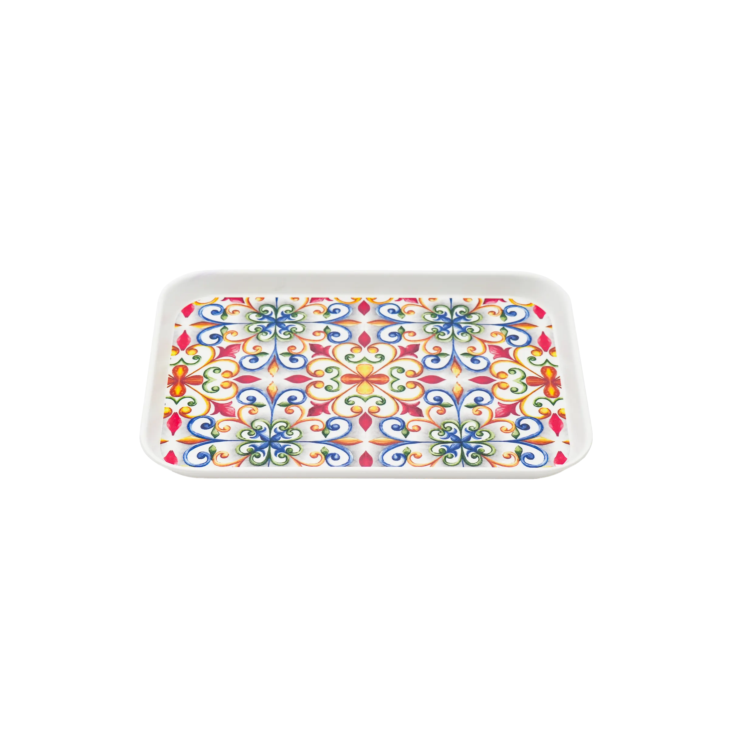Custom Printed Melamine Café Serving Tray, 12 Inch Everyday Use