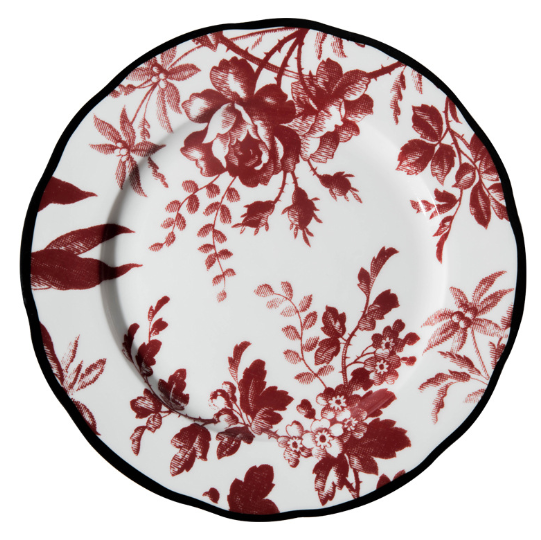 Classic Rose Flower Ceramic Plate and Bowl Set with Plant Pattern Design for Back to School Food Usage