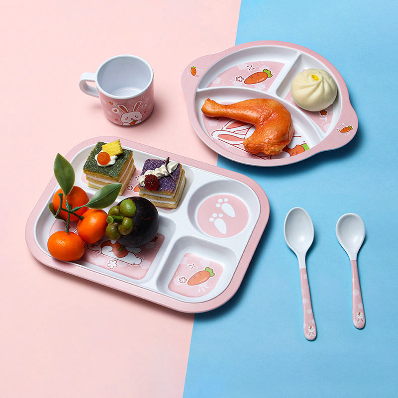 Multi-color High Quality Customizable Friendly Children's Multi-shaped Tableware Dinner Plate Set Kids Melamine Plates