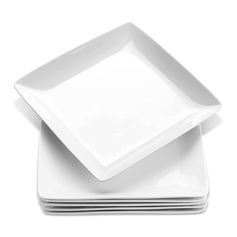 Factory Custom Melamine Dinner Plates White Square Catering Dishes Plastic Modern Customized Logo Party Round Sustainable 6-10
