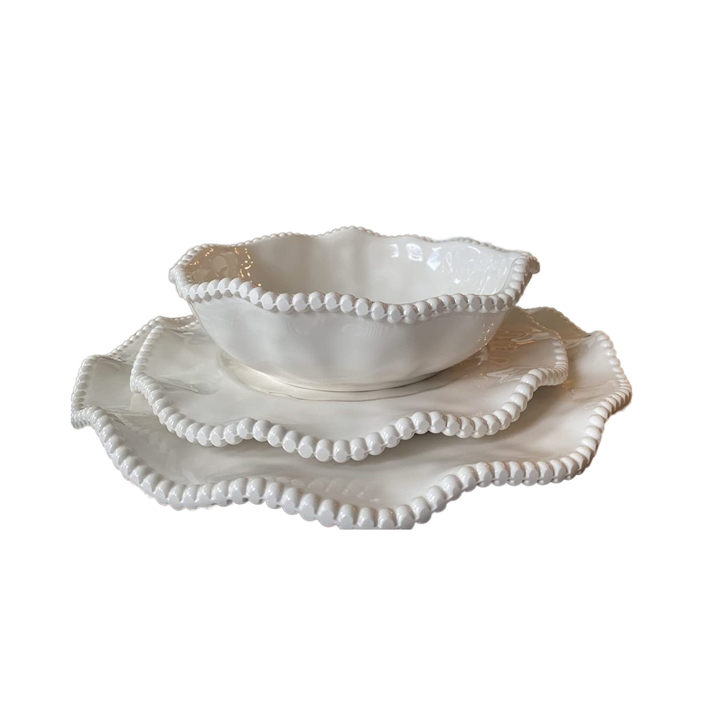 Melamine Dinnerware Set Solid Cream Pearl Serving Bowls Modern Dishes Plastic Engraving New Wholesale Custom
