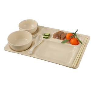 Right-Hand Heavy Weight Food Grade 6-Compartment Melamine Serving Tray Eco-Friendly School Tray for Barbecue