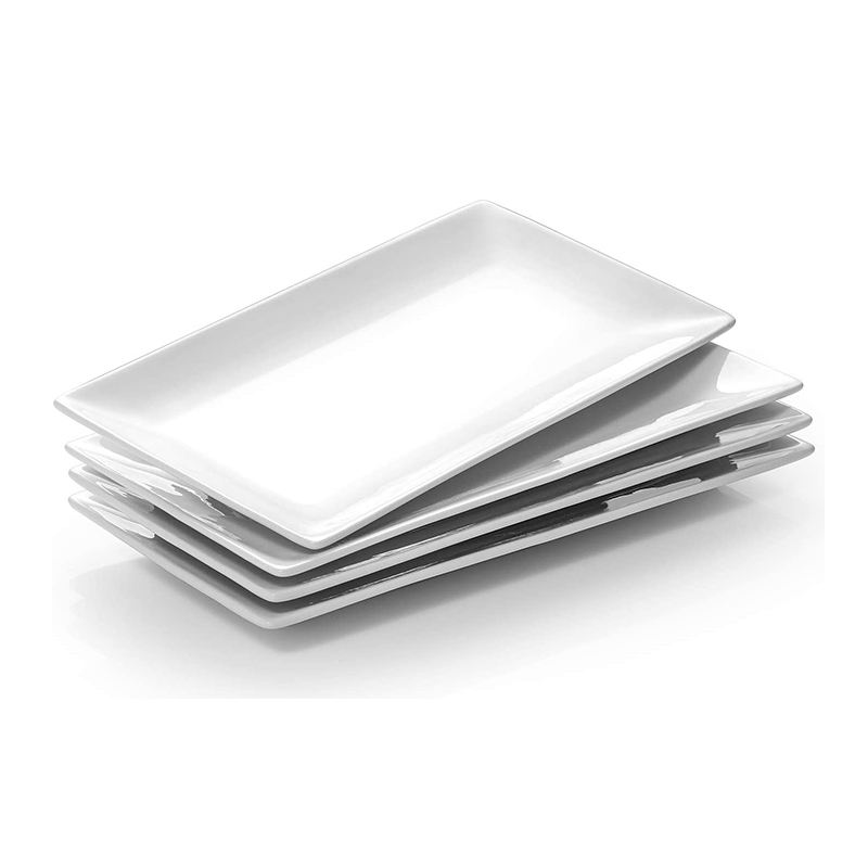 Customizable Rectangular White Melamine Plate Unbreakable Reusable Plastic Dinner Classic Facclassic for Restaurants Weddings
